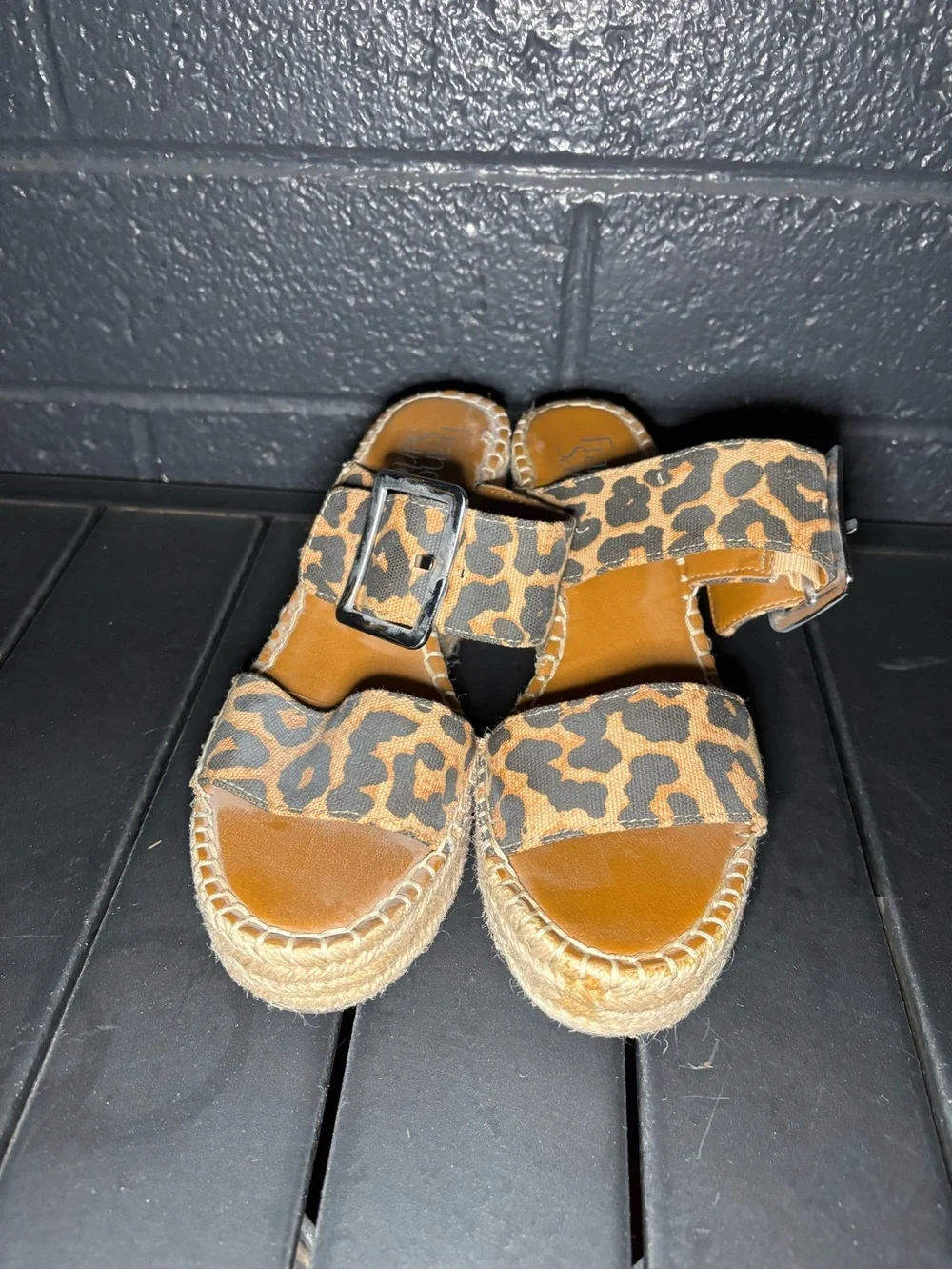 Leopard Print Espadrille Platform Sandals by Franco Sarto Size 6